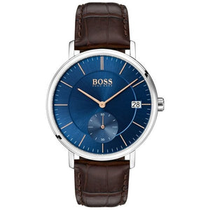 Buy Shop Hugo Boss Corporal Blue Dial Brown Leather Strap Watch for Men - 151363 USA Online