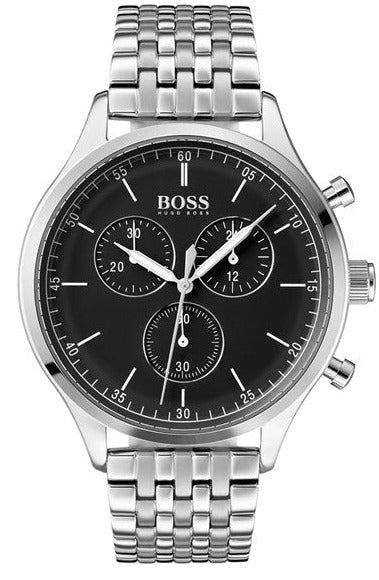 Buy Shop Hugo Boss Companion Black Dial Silver Steel Strap Watch for Men - 1513652 USA Online
