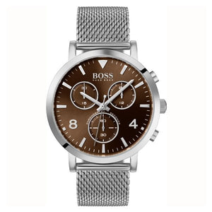 Buy Shop Hugo Boss Spirit Brown Dial Silver Mesh Bracelet Watch for Men - 1513694 USA Online