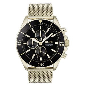 Buy Shop Hugo Boss Ocean Edition Black Dial Gold Mesh Bracelet Watch for Men - 1513703 USA Online