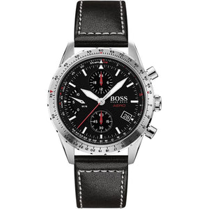 Buy Shop Hugo Boss Aero Chronograph Black Dial Black Leather Strap Watch for Men - 1513770 USA Online