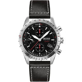 Buy Shop Hugo Boss Aero Chronograph Black Dial Black Leather Strap Watch for Men - 1513770 USA Online