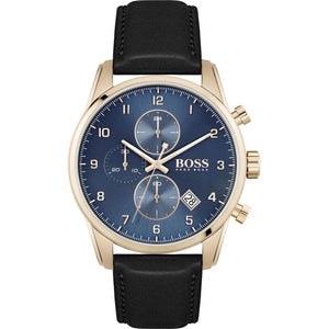 Buy Shop Hugo Boss Skymaster Chronograph Blue Dial Black Leather Strap Watch for Men - 1513783 USA Online