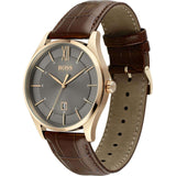 Buy Shop Hugo Boss Ambassador Grey Dial Brown Leather Strap Watch for Men - 1513387 USA Online