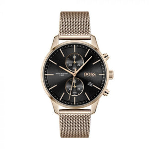 Buy Shop Hugo Boss Associate Black Dial Rose Gold Mesh Bracelet Watch for Men - 1513806 USA Online