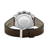 Hugo Boss Navigator White Dial Brown Leather Strap Watch for Men - 1513495