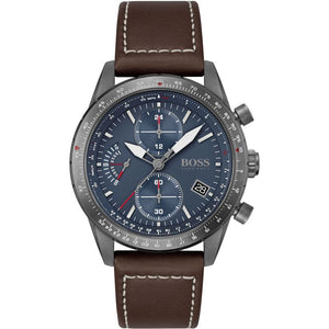 Buy Shop Hugo Boss Pilot Edition Blue Dial Brown Leather Strap Watch for Men - 1513852 USA Online