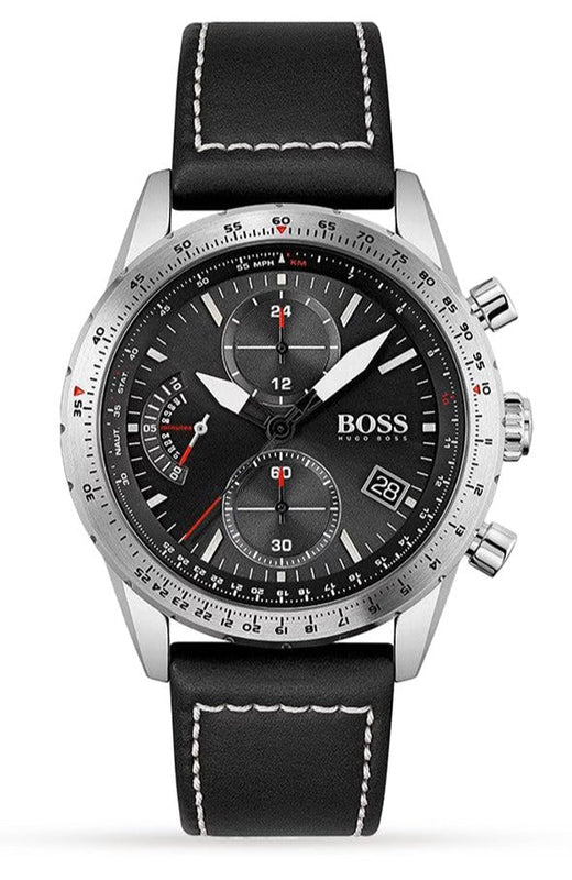 Buy Shop Hugo Boss Pilot Edition Black Dial Black Leather Strap Watch for Men - 1513853 USA Online