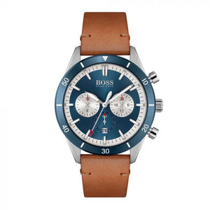 Buy Shop Hugo Boss Santiago Blue Dial Brown Leather Strap Watch for Men - 1513860 USA Online