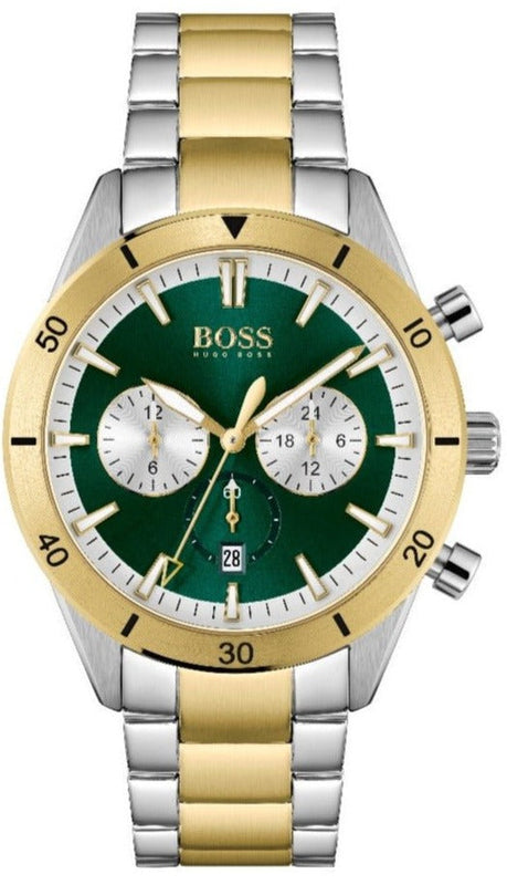 Buy Shop Hugo Boss Santiago Green Dial Two Tone Steel Strap Watch for Men - 1513872 USA Online