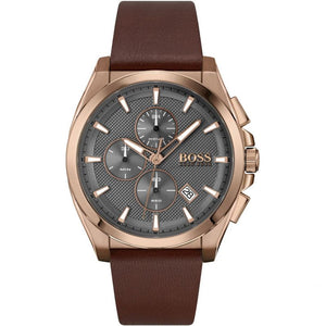 Buy Shop Hugo Boss Grandmaster Grey Dial Brown Leather Strap Watch for Men - 1513882 USA Online