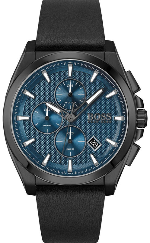 Buy Shop Hugo Boss Grandmaster Blue Dial Black Leather Strap Watch for Men - 1513883 USA Online