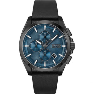 Buy Shop Hugo Boss Grandmaster Blue Dial Black Leather Strap Watch for Men - 1513883 USA Online