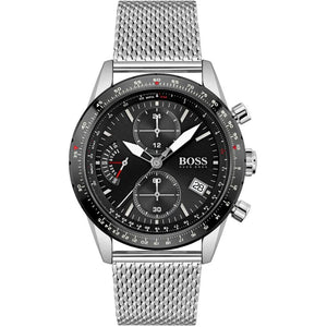 Buy Shop Hugo Boss Pilot Edition Black Dial Silver Mesh Bracelet Watch for Men - 1513886 USA Online