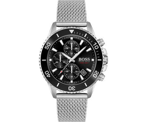 Buy Shop Hugo Boss Admiral Black Dial Silver Mesh Bracelet Watch for Men - 1513904 USA Online
