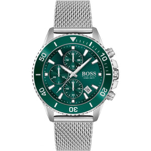 Buy Shop Hugo Boss Admiral Green Dial Silver Mesh Bracelet Watch for Men - 1513905 USA Online