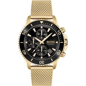 Buy Shop Hugo Boss Admiral Chronograph Black Dial Gold Mesh Bracelet Watch for Men - 1513906 USA Online