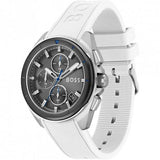 Hugo Boss Volane Grey Dial White SIlicone Strap Watch for Men - 1513948