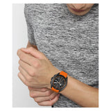 Hugo Boss Volane Black Dial Orange Silicone Strap Watch for Men - 1513957