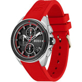 Hugo Boss Volane Black Dial Red Rubber Strap Watch for Men - 1513959