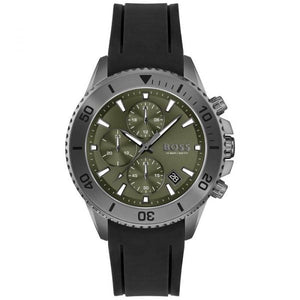 Buy Shop Hugo Boss Admiral Green Dial Black Silicon Rubber Strap Watch for Men - 1513967 USA Online