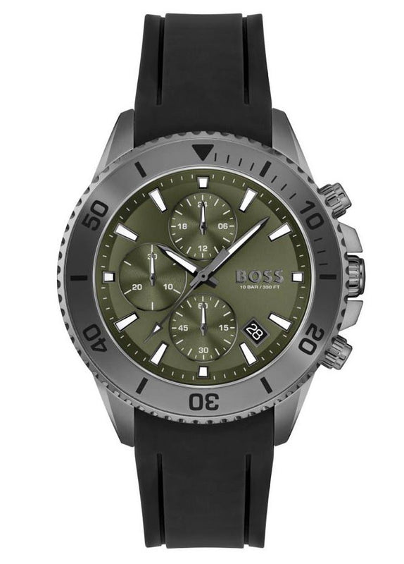 Buy Shop Hugo Boss Admiral Green Dial Black Silicon Rubber Strap Watch for Men - 1513967 USA Online