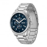 Hugo Boss View Chronograph Blue Dial Silver Steel Strap Watch For Men - 1513989