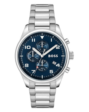 Buy Shop Hugo Boss View Chronograph Blue Dial Silver Steel Strap Watch For Men - 1513989 USA Online