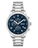 Hugo Boss View Chronograph Blue Dial Silver Steel Strap Watch For Men - 1513989