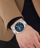 Hugo Boss View Chronograph Blue Dial Silver Steel Strap Watch For Men - 1513989