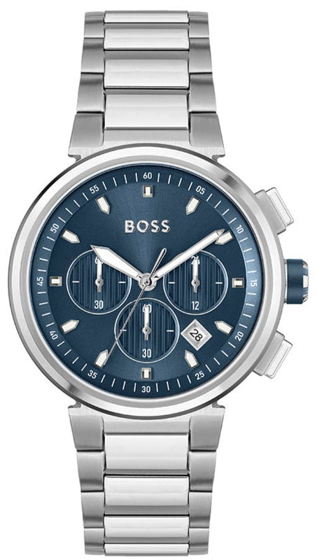 Buy Shop Hugo Boss One Chronograph Blue Dial Silver Steel Strap Watch For Men - 1513999 USA Online