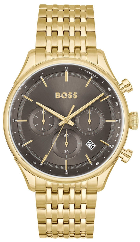 Buy Shop Hugo Boss Gregor Chronograph Grey Dial Gold Steel Strap Watch For Men - 1514051 USA Online