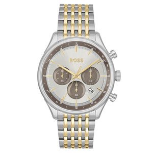 Buy Shop Hugo Boss Gregor Chronograph Silver Dial Two Tone Steel Strap Watch For Men - 1514053 USA Online