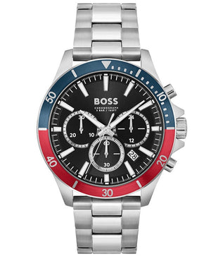 Buy Shop Hugo Boss Troper Chronograph Black Dial Silver Steel Strap Watch For Men - 1514108 USA Online
