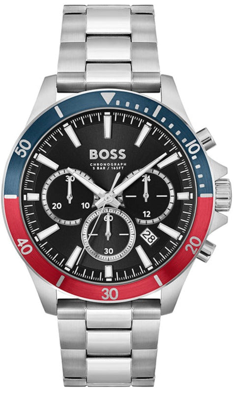 Buy Shop Hugo Boss Troper Chronograph Black Dial Silver Steel Strap Watch For Men - 1514108 USA Online
