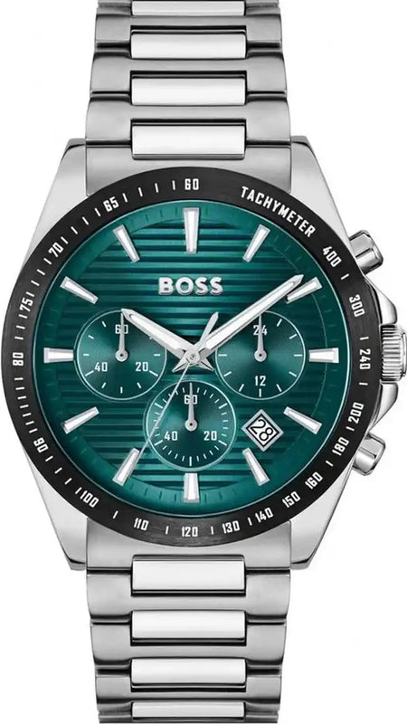 Buy Shop Hugo Boss Strike Chronograph Green Dial Silver Steel Strap Watch for Men - 1514241 USA Online