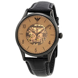 Buy Shop Emporio Armani Meccanico White Dial Black Leather Strap Watch For Men - AR1923 USA Online