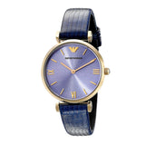 Buy Shop Emporio Armani Gianni T Bar Blue Dial Blue Leather Strap Watch For Women - AR1875 USA Online