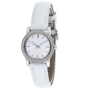 Buy Shop Burberry The City Diamonds Silver Dial White Leather Strap Watch for Women - BU9221 USA Online
