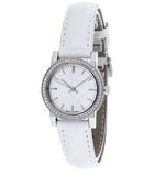 Burberry The City Diamonds Silver Dial White Leather Strap Watch for Women - BU9222