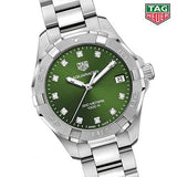 Buy Shop Tag Heuer Aquaracer Diamonds Emerald Green Dial Silver Steel Strap Watch for Women - WBD1316.BA0740 USA Online