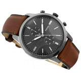 Fossil Townsman Chronograph Gray Dial Brown Leather Strap Watch for Men - FS5522