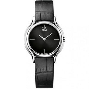 Buy Shop Calvin Klein Skirt Black Dial Black Leather Strap Watch for Women - K2U231C1 USA Online