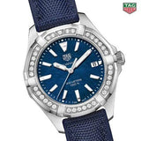 Buy Shop Tag Heuer Aquaracer Quartz Diamonds Blue Dial Blue Nylon Strap Watch for Women - WAY131N.FT6091 USA Online