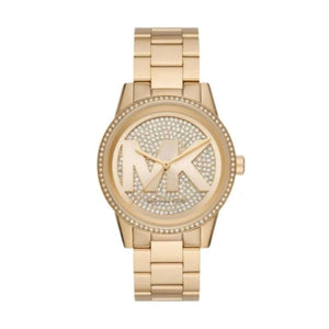 Buy Shop Michael Kors Ritz Pave Crystals Gold Dial Gold Steel Strap Watch for Women - MK6862 USA Online