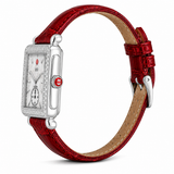 Buy Shop Michele Deco Silver Dial Red Leather Strap Watch For Women - MWW06V000007 USA Online
