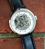 Buy Shop Fossil Townsman Automatic Skeleton White Dial Black Leather Strap Watch for Men - ME3085 USA Online