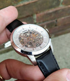 Buy Shop Fossil Townsman Automatic Skeleton White Dial Black Leather Strap Watch for Men - ME3085 USA Online