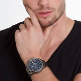 Buy Shop Diesel Mega Chief Chronograph Blue Dial Black Steel Strap Watch For Men - DZ4329 USA Online