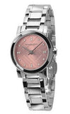 Burberry The City Diamonds Pink Dial Silver Steel Strap Watch for Women - BU9223